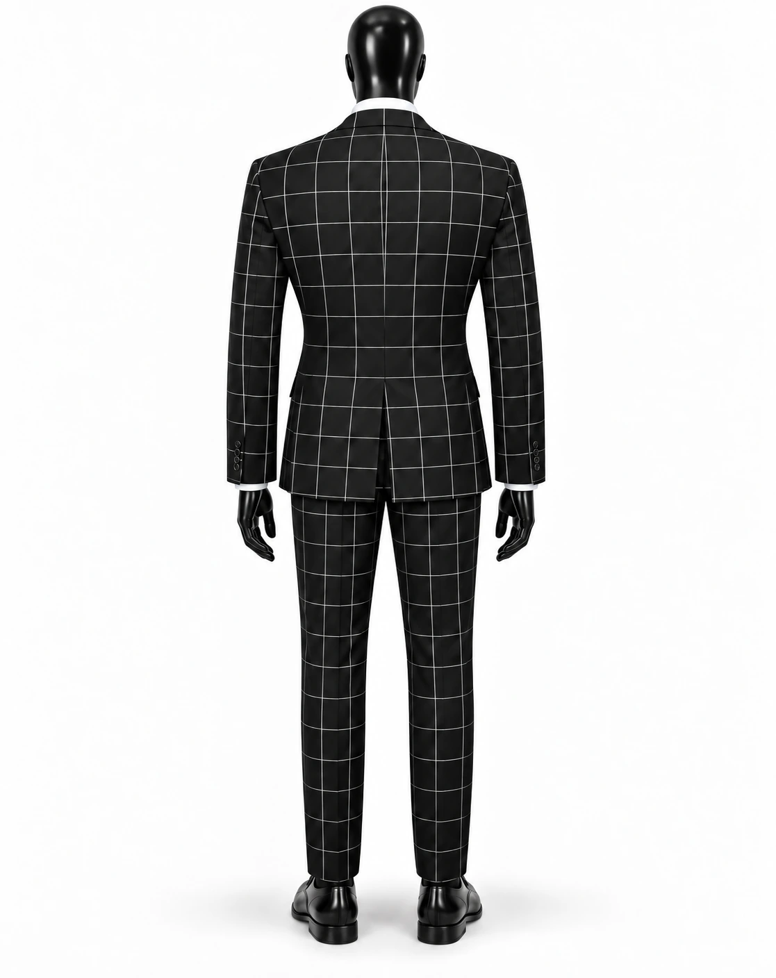 Terno preto windowpane — costas